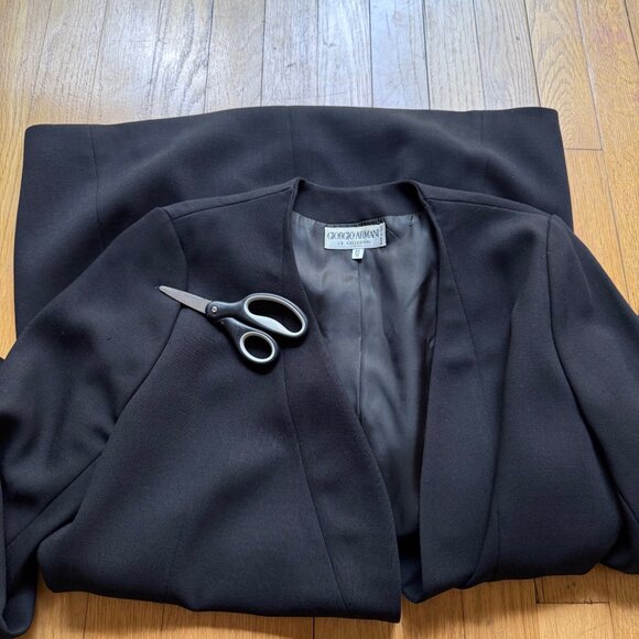Giorgio Armani Le Collezioni Size 10 (44IT) Black Wool Designer Blazer Jacket - Picture 8 of 16